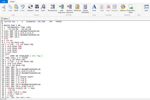 Manuell inmatning av NC-kod